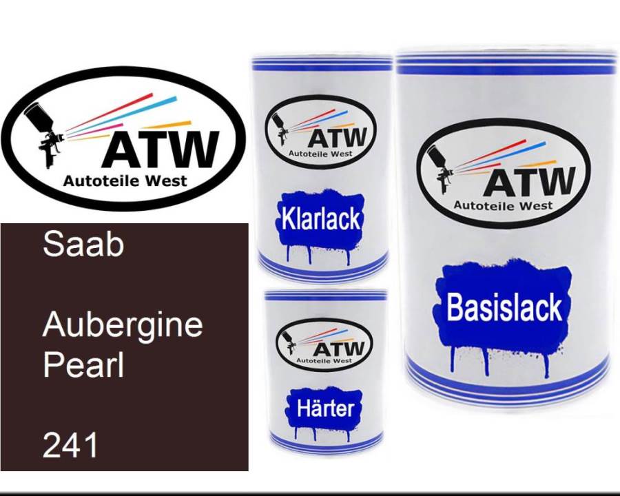 Saab, Aubergine Pearl, 241: 500ml Lackdose + 500ml Klarlack + 250ml Härter - Set, von ATW Autoteile West.